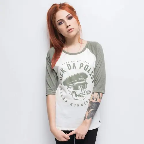 NITRATO — olive raglan tee with skull print