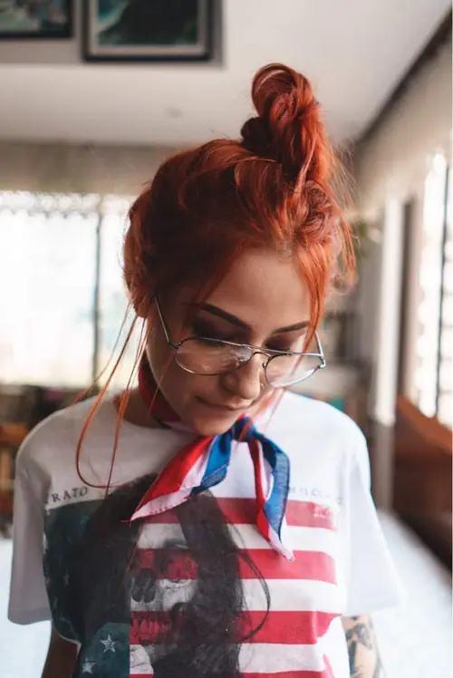 NITRATO — flag tee and bandana, looking down